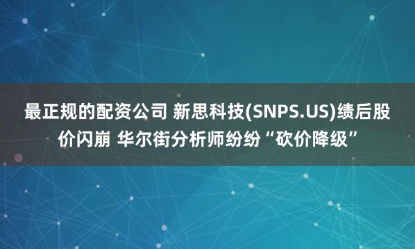 最正规的配资公司 新思科技(SNPS.US)绩后股价闪崩 华尔街分析师纷纷“砍价降级”